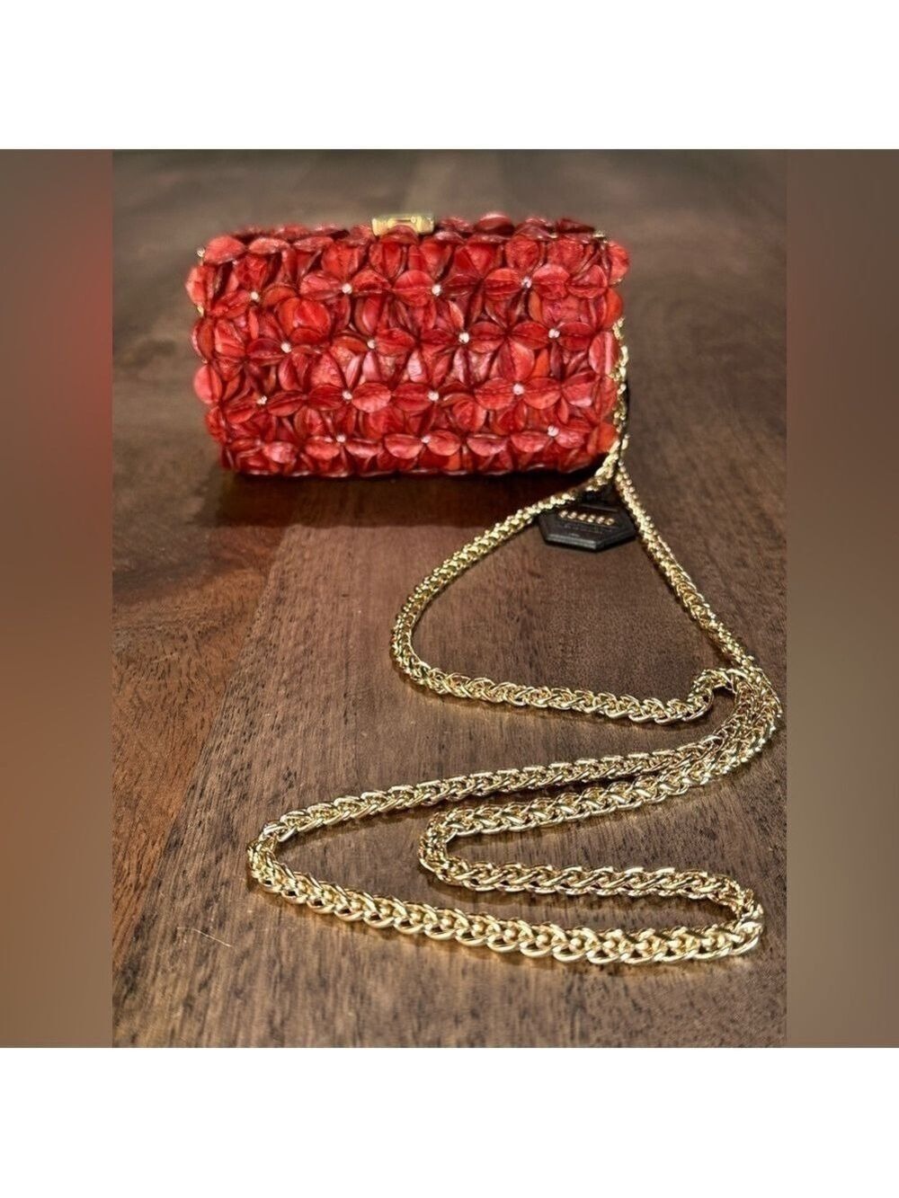 Stunning Handcrafted Genuine Crocodile Floral Evening Bag Purse by Frida Diaz